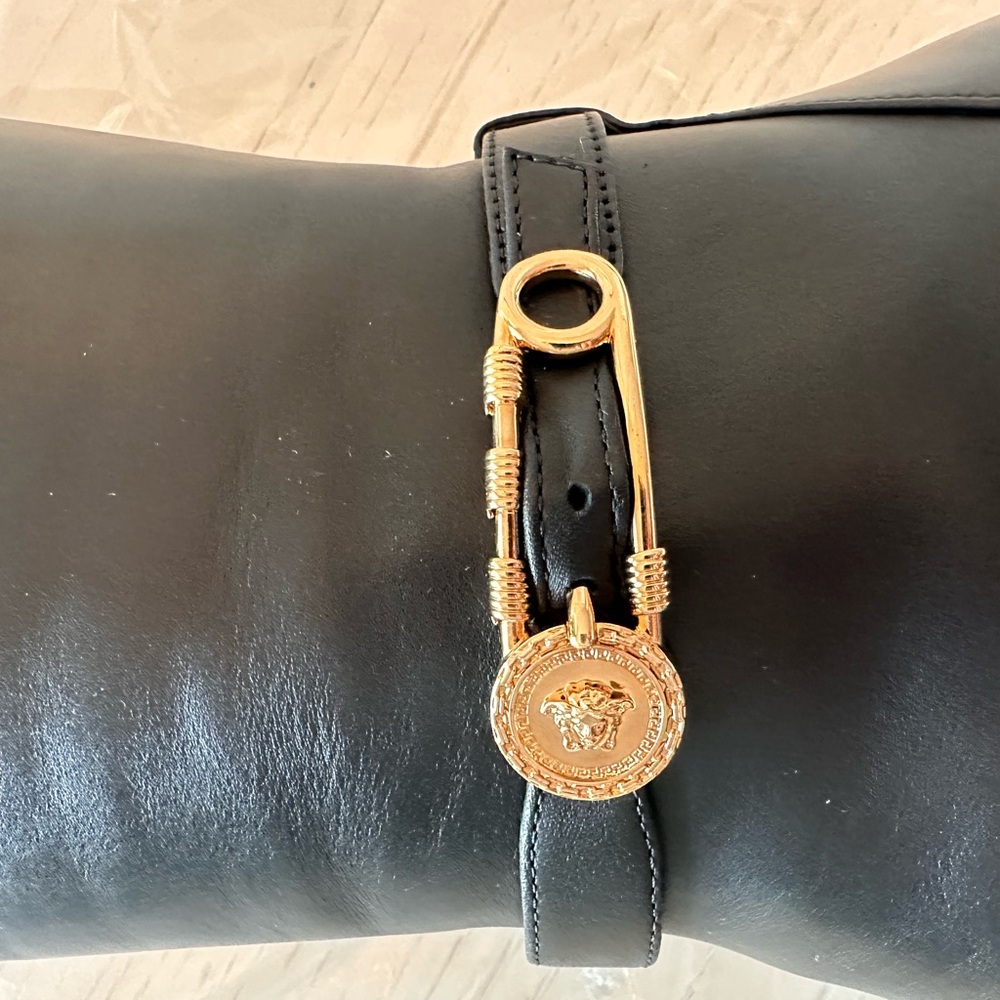 Versace Black Leather Knee-High Boots - Picture 9 of 11